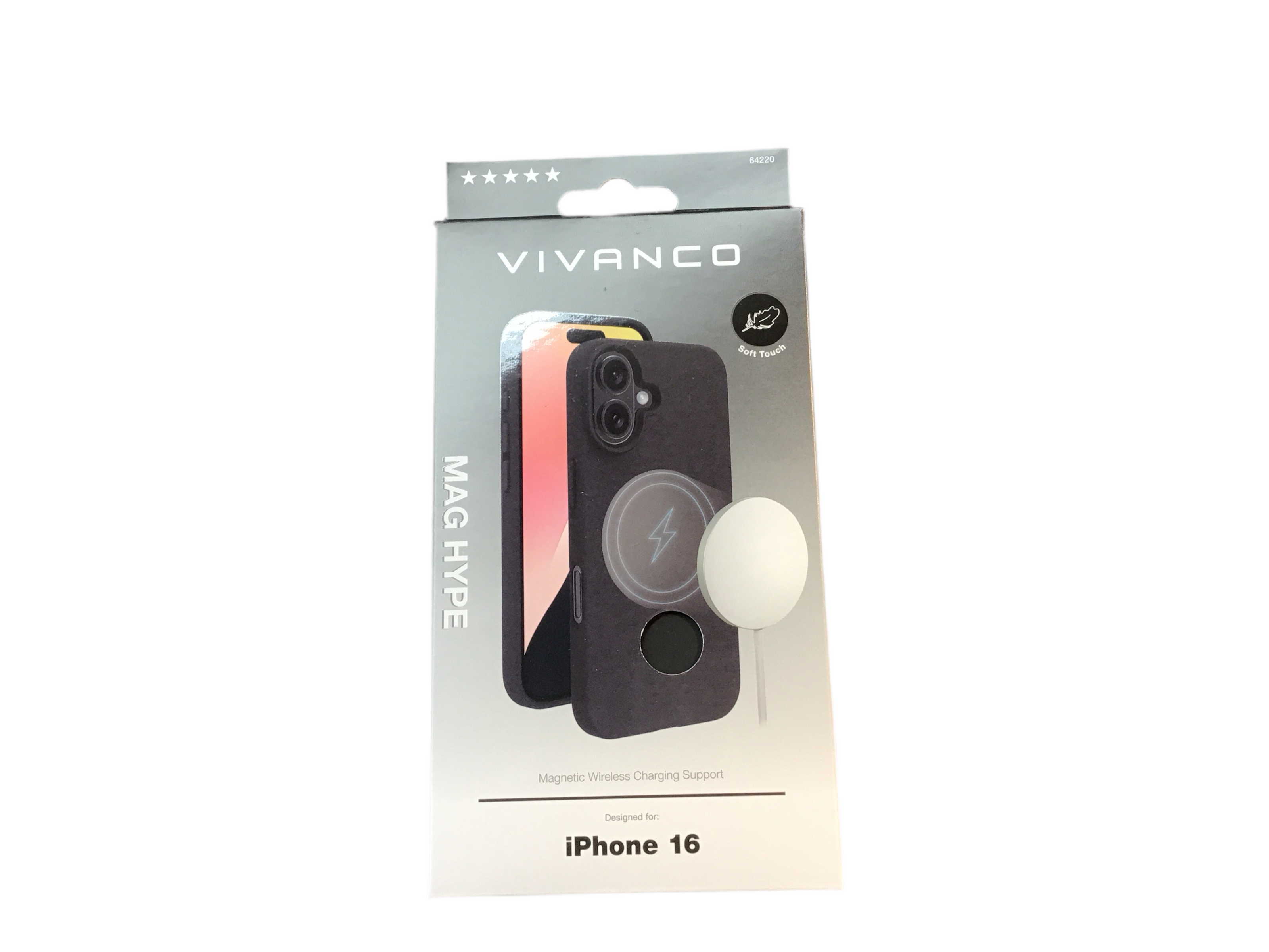 VIVANCO
Mag Hype Cover für iPhone 16, Magnetic Wireless Charging Support