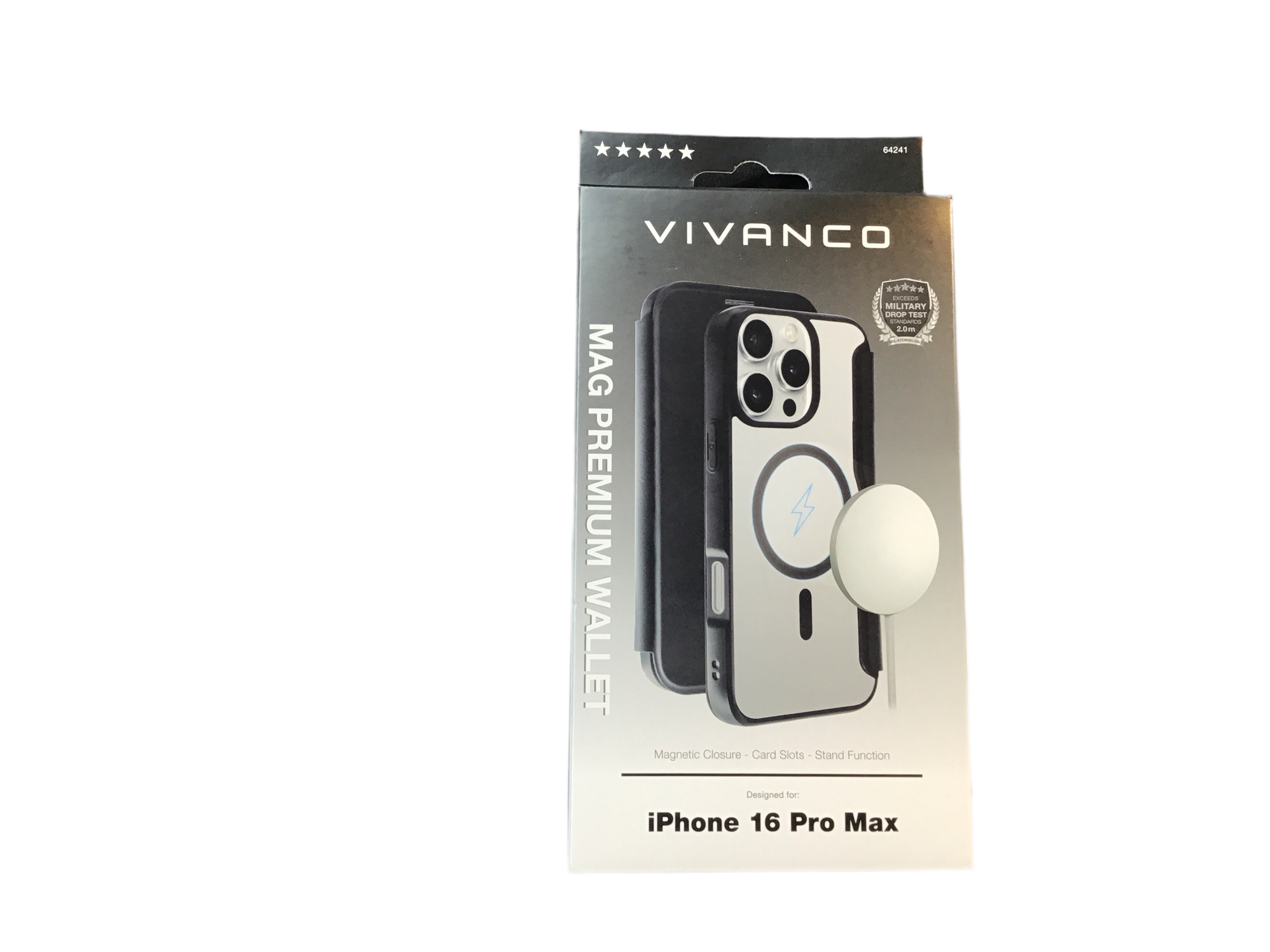 VIVANCO
MAG PREMIUM Wallet für iPhone 16 Pro Max, 2.0m Drop-Protection, MagSafe Suport