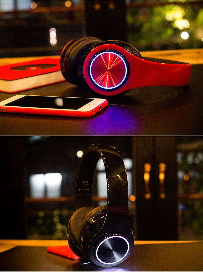 Wireless Headphones Bluetooth Headphone 7 Farben Cool Led LED 3D HD StereoHeadset Mit MIC Support SD-Karte Für PhoneTV PC MP3