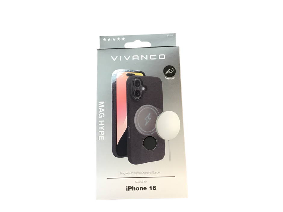 VIVANCO
Mag Hype Cover für iPhone 16, Magnetic Wireless Charging Support