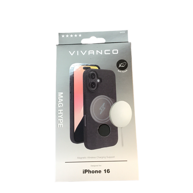 VIVANCO
Mag Hype Cover für iPhone 16, Magnetic Wireless Charging Support