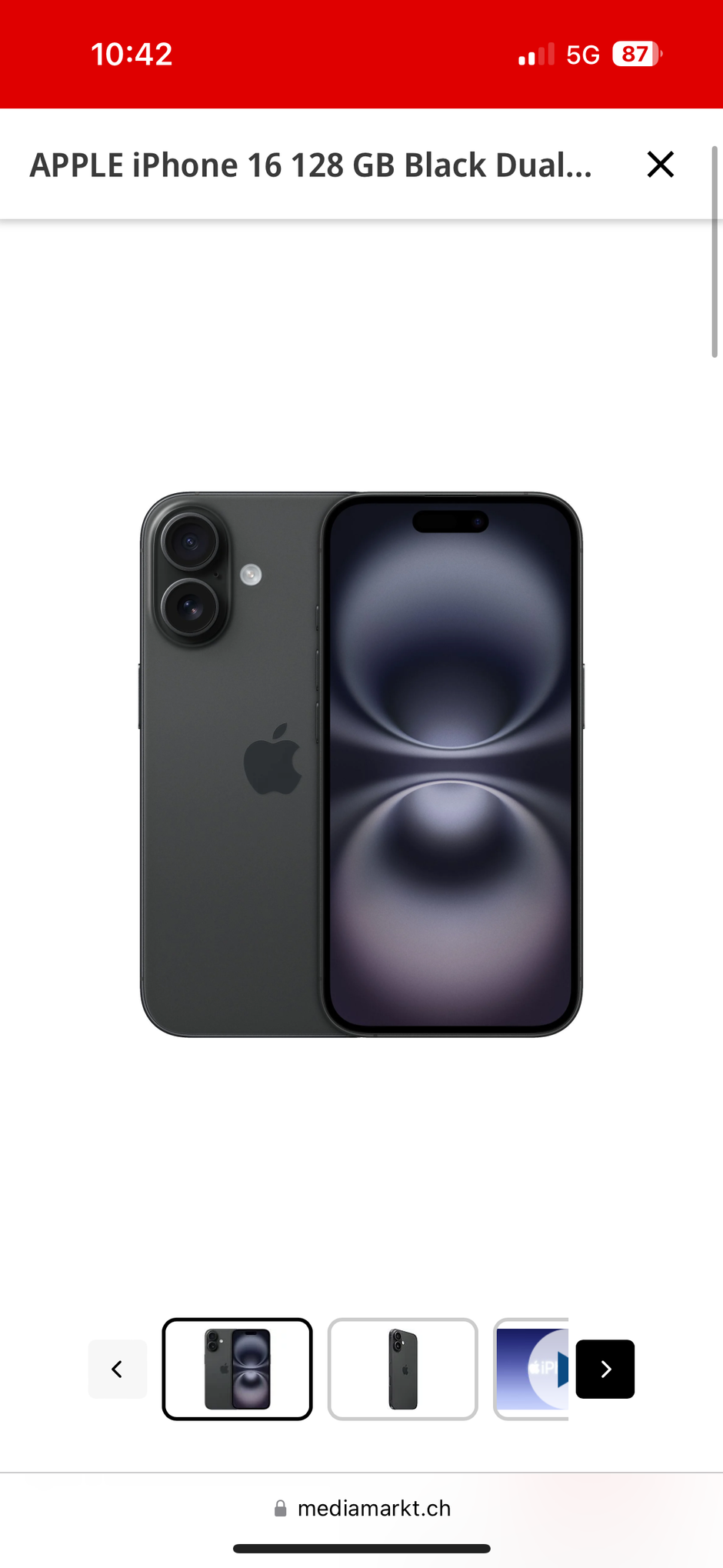 APPLE iPhone 16 128 GB Black Dual SIM