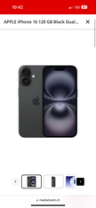 APPLE iPhone 16 128 GB Black Dual SIM