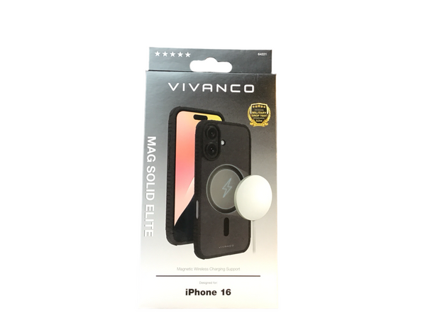 VIVANCO
Mag Solid Elite, 360° Anti Shock Cover für iPhone 16, 3.2m Drop-Protection, MagSafe Support