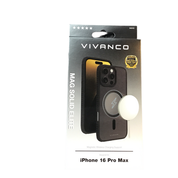 VIVANCO
Mag Solid Elite, 360° Anti Shock Cover für iPhone 16 Pro Max, 3.2m Drop-Protection, MagSafe Support