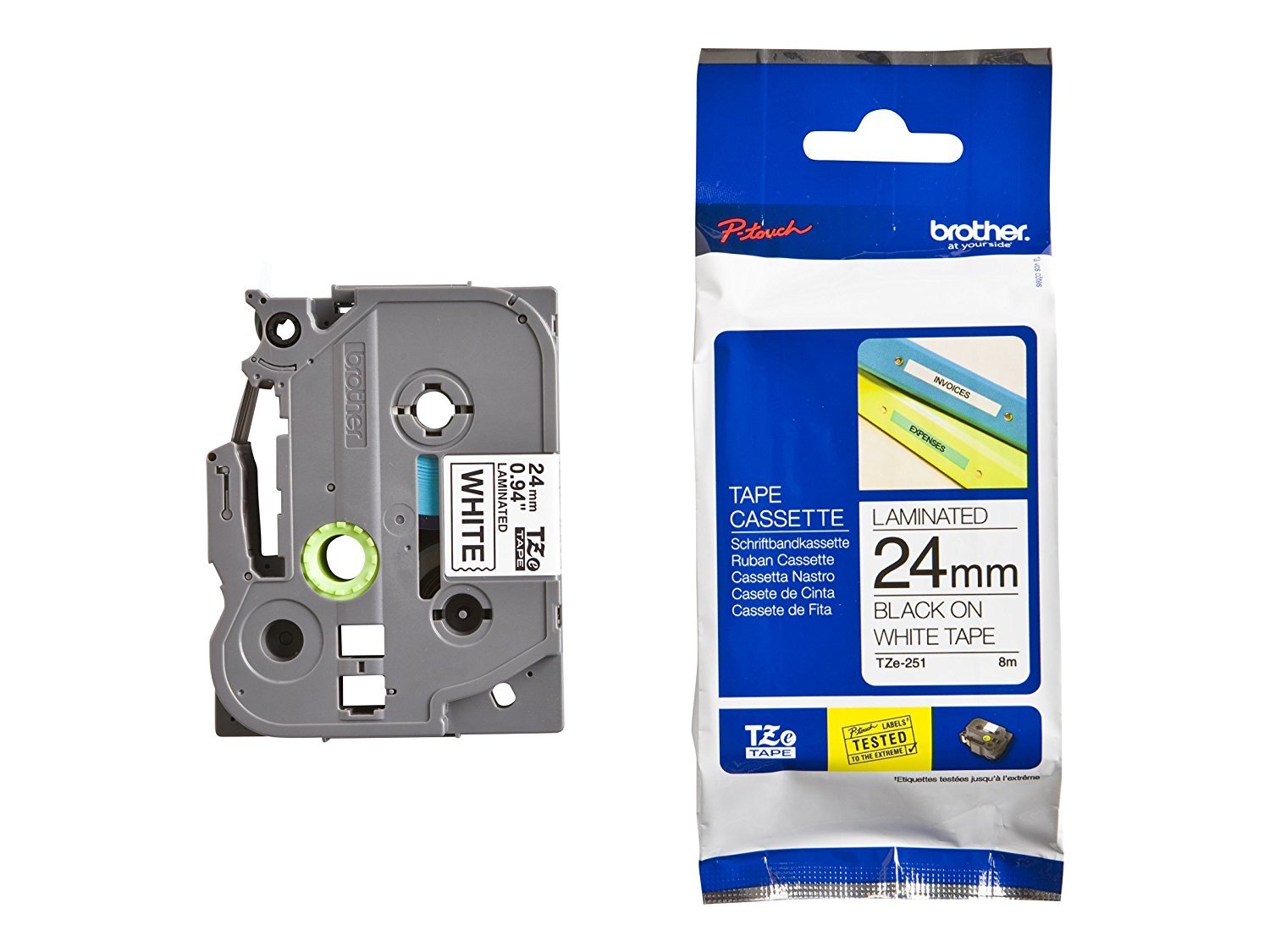 Brother TZe251 - Laminated adhesive tape - black on white - Roll (2.4 cm x 8 m) - 1 roll(s) TZ-251