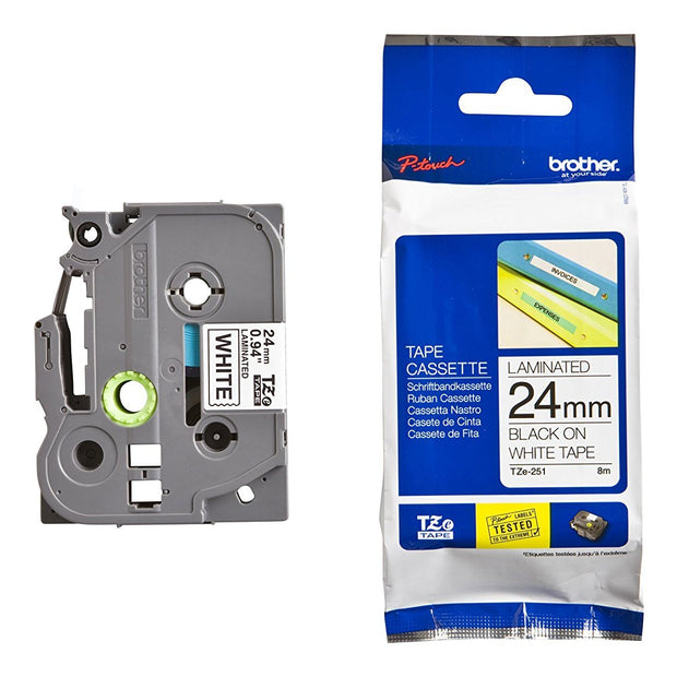 Brother TZe251 - Laminated adhesive tape - black on white - Roll (2.4 cm x 8 m) - 1 roll(s) TZ-251