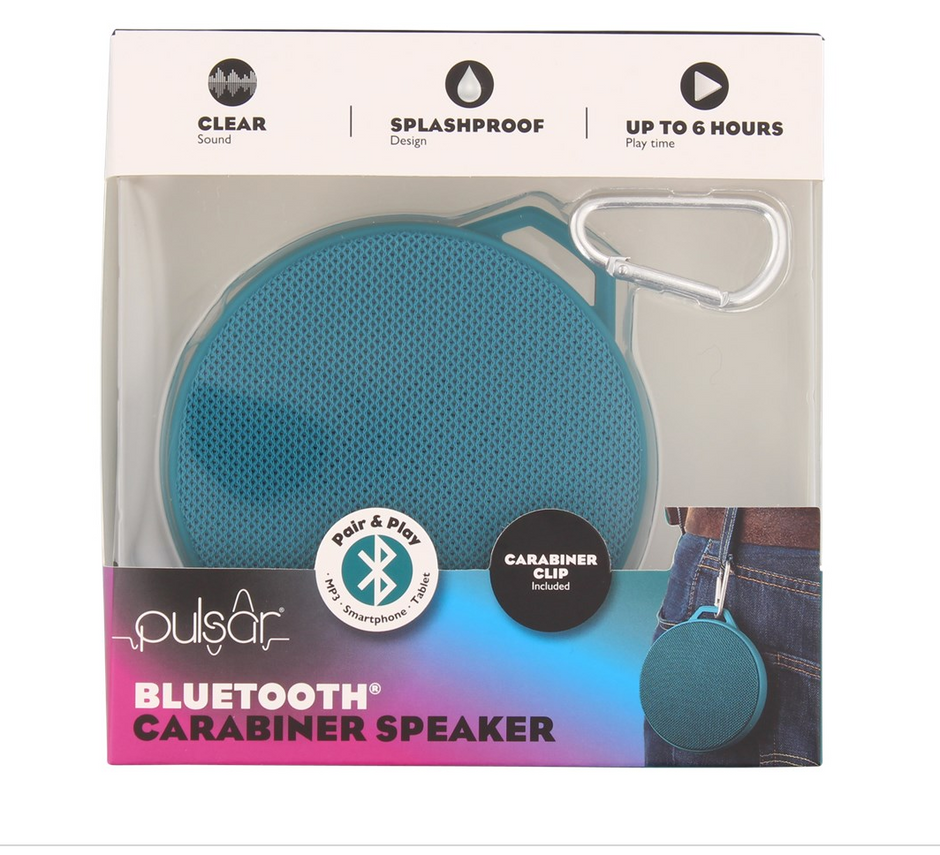 Bluetooth speaker with carabiner