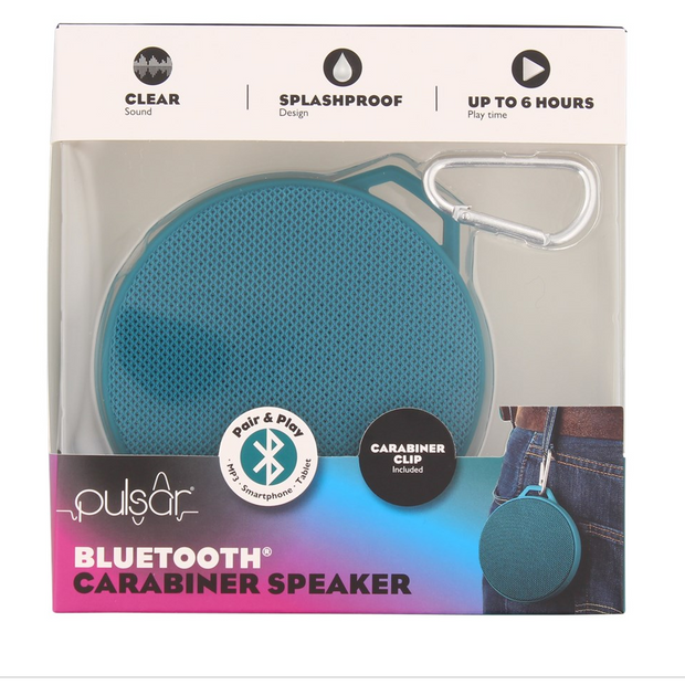 Bluetooth speaker with carabiner