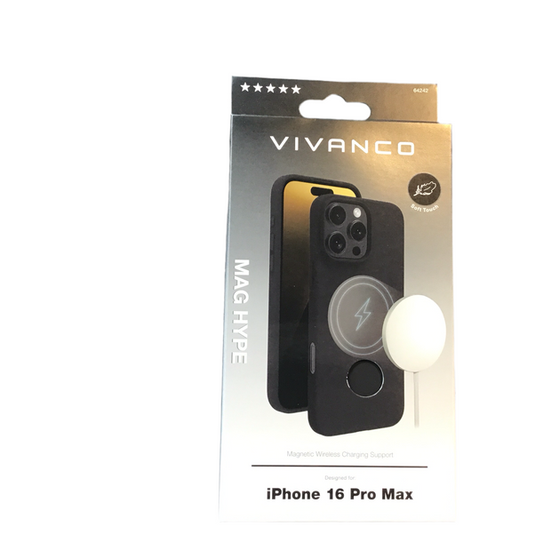 VIVANCO
Mag Hype Cover für iPhone 16 Pro Max, Magnetic Wireless Charging Support
