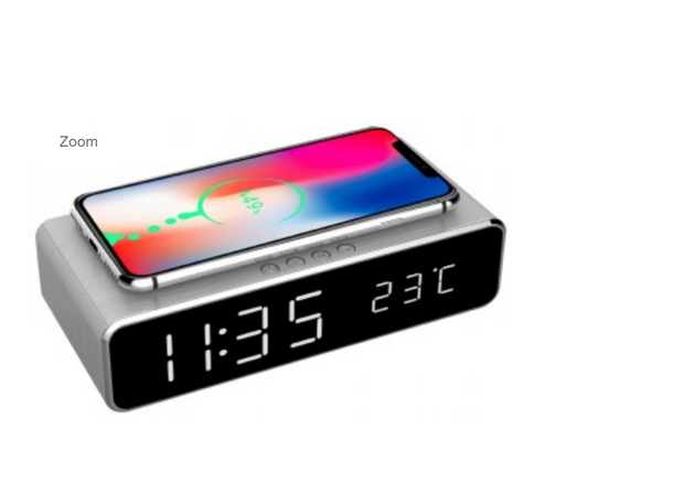 Digital alarm clock with wireless charging function