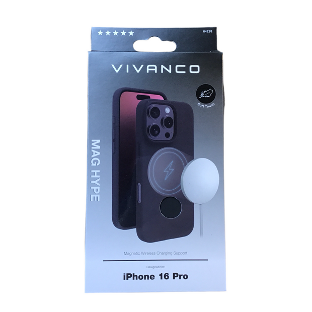 VIVANCO
Mag Hype Cover für iPhone 16 Pro, Magnetic Wireless Charging Support