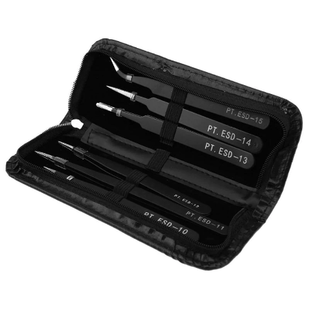 6 teile/satz Pinzette Werkzeug ESD 10-15 Sicher Anti-statische Löten Edelstahl Pinzette Werkzeuge Set für Löten station mit Tasche