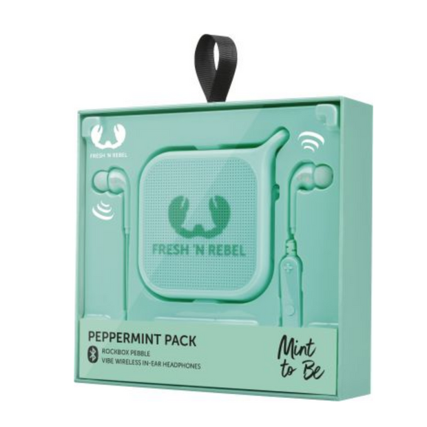 Fresh'N Rebel In-Ear Headphones Gift Pack Vibe Wireless + Pebble Peppermint