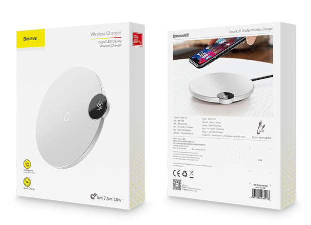 Baseus WXSX-02 Digital LED Display Wireless Charger White