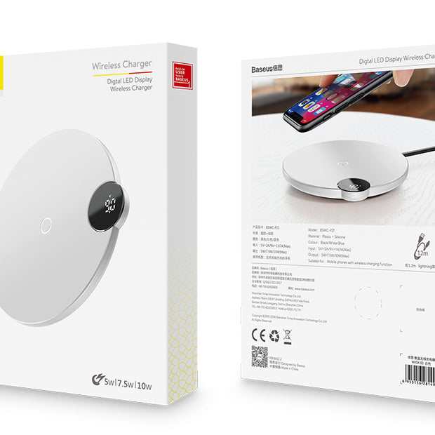Baseus WXSX-02 Digital LED Display Wireless Charger White
