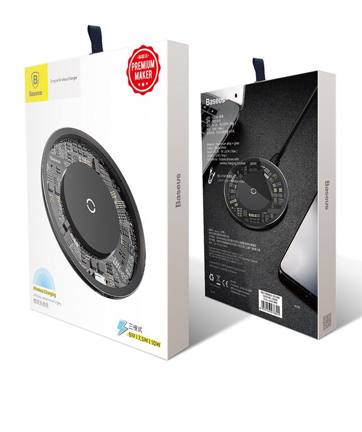 Baseus 10W Schnell Qi Kabelloser Ladegerät Weiss