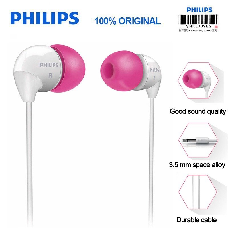 Philips SHE 3501 PP Wired Headphones Red