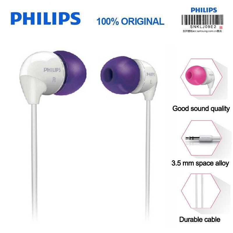 Philips SHE 3501 PP headphones with cable purple
